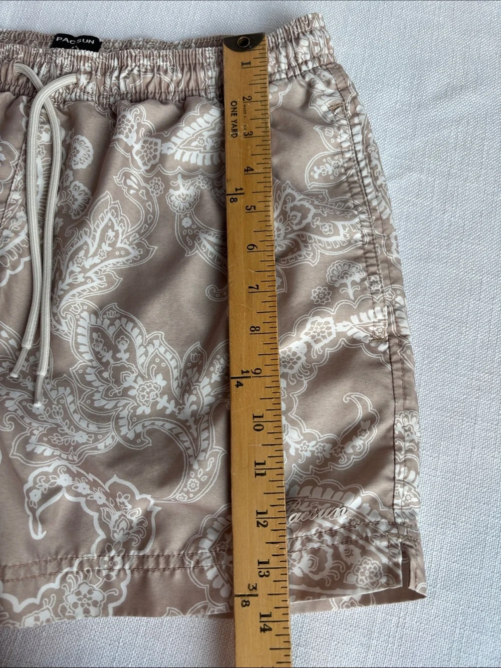 PacSun Beige Paisley Drawstring Swim Shorts -344sku
